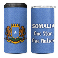 Somalia 4 in 1 Can Cooler Tumbler with Coat of Arms One Star One Nation Blue White Spirit