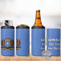 Somalia 4 in 1 Can Cooler Tumbler with Coat of Arms One Star One Nation Blue White Spirit