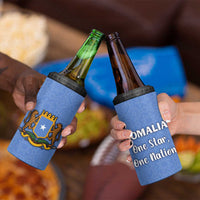 Somalia 4 in 1 Can Cooler Tumbler with Coat of Arms One Star One Nation Blue White Spirit