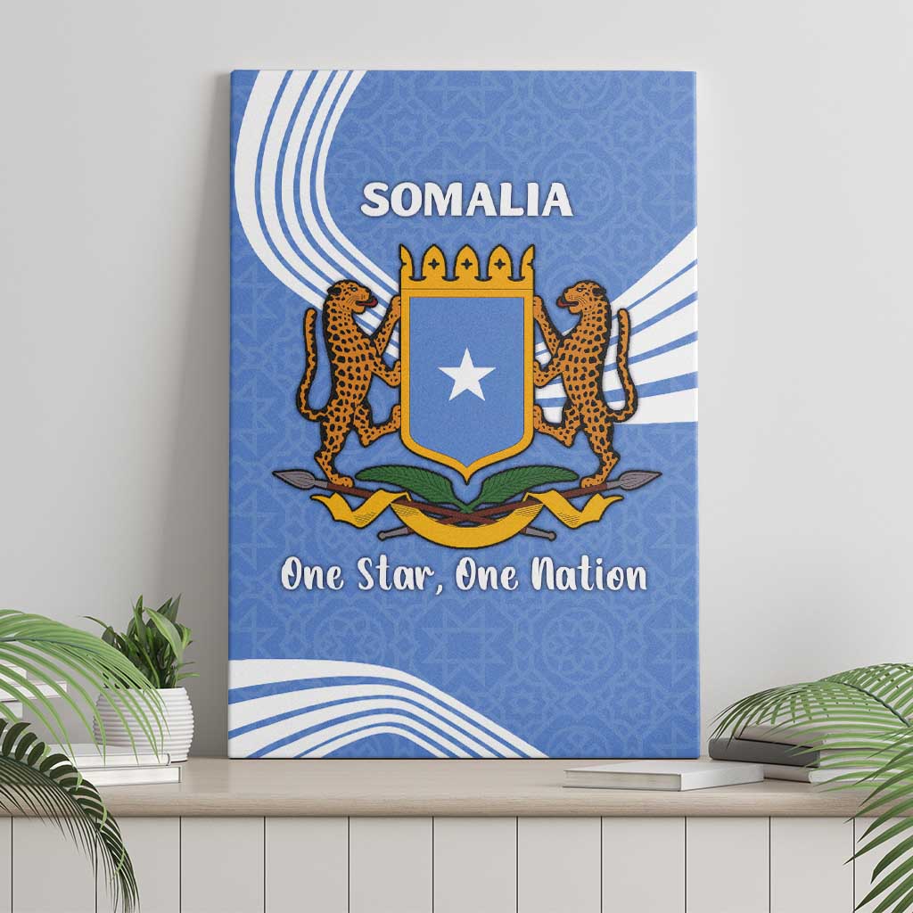 Somalia Canvas Wall Art with Coat of Arms One Star One Nation Blue White Spirit
