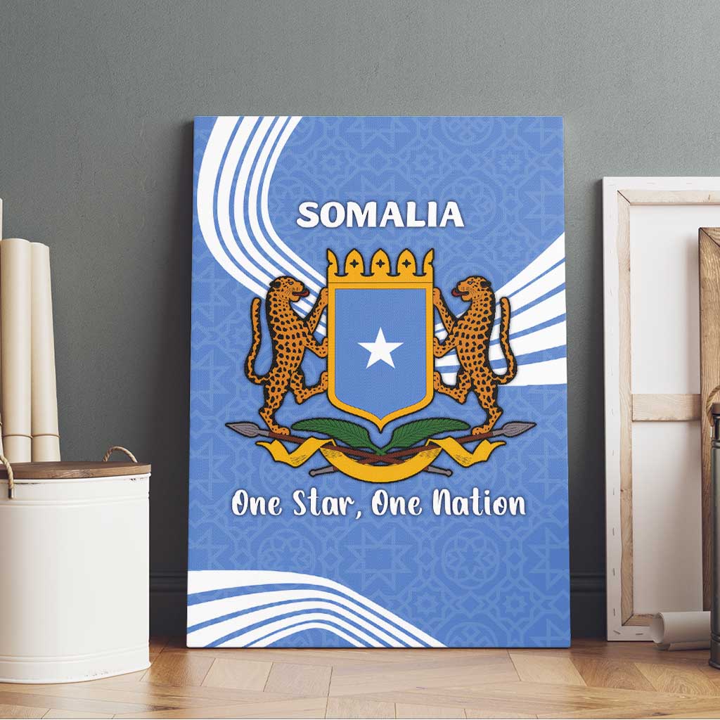 Somalia Canvas Wall Art with Coat of Arms One Star One Nation Blue White Spirit