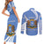 Somalia Couples Matching Short Sleeve Bodycon Dress and Long Sleeve Button Shirt with Coat of Arms One Star One Nation Blue White Spirit