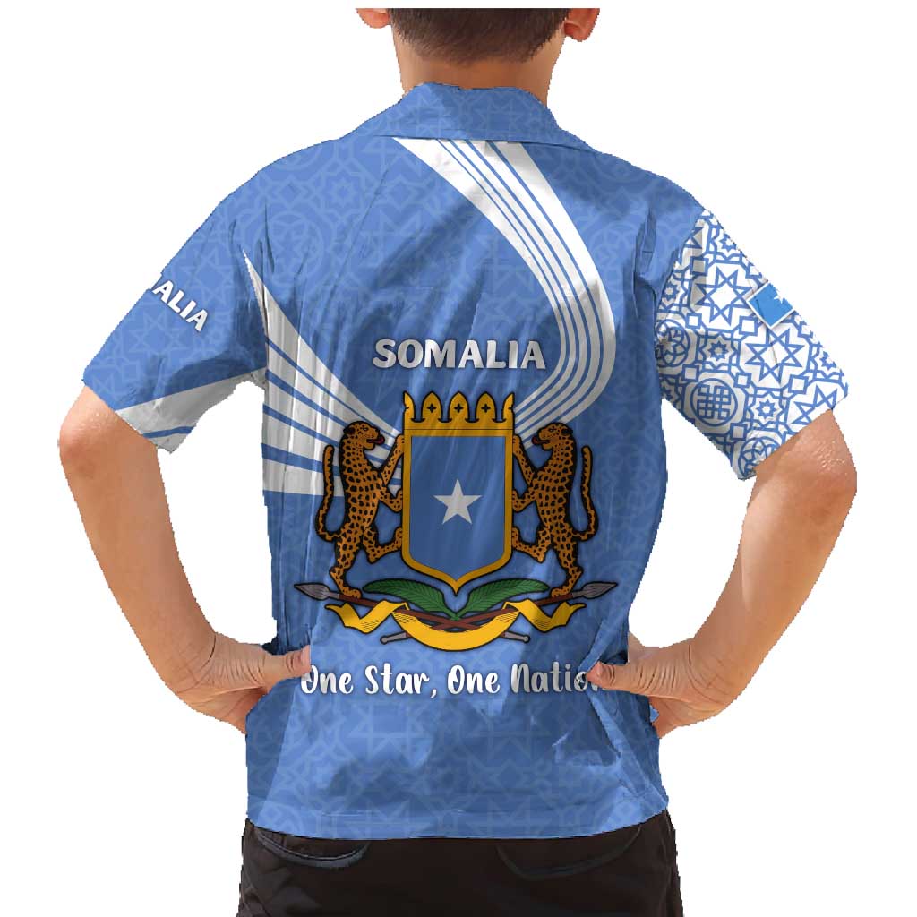 Somalia Family Matching Mermaid Dress and Hawaiian Shirt with Coat of Arms One Star One Nation Blue White Spirit
