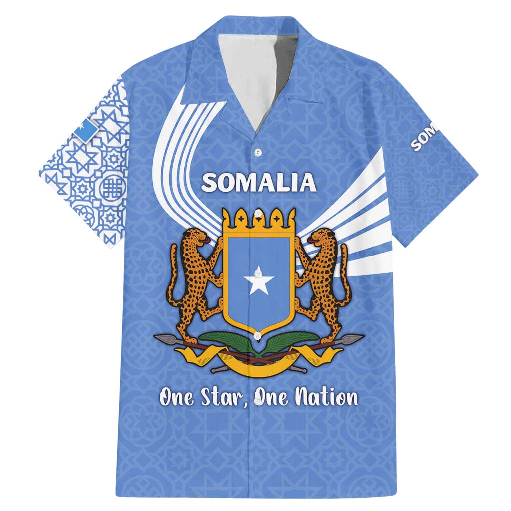 Somalia Family Matching Mermaid Dress and Hawaiian Shirt with Coat of Arms One Star One Nation Blue White Spirit