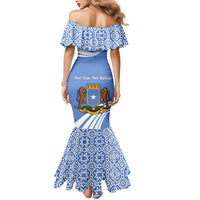 Somalia Family Matching Mermaid Dress and Hawaiian Shirt with Coat of Arms One Star One Nation Blue White Spirit