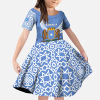 Somalia Family Matching Puletasi and Hawaiian Shirt with Coat of Arms One Star One Nation Blue White Spirit