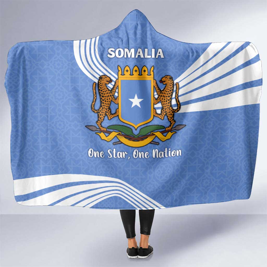 Somalia Hooded Blanket with Coat of Arms One Star One Nation Blue White Spirit