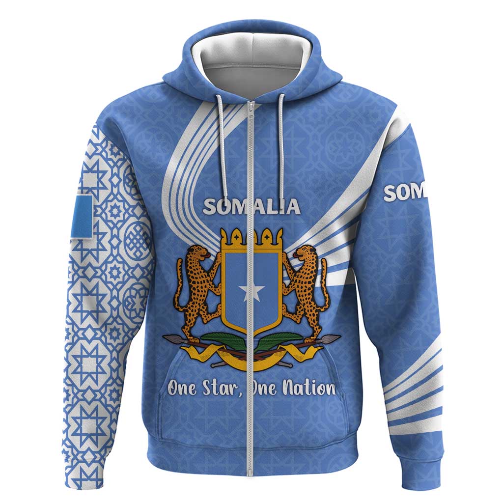 Somalia Hoodie with Coat of Arms One Star One Nation Blue White Spirit