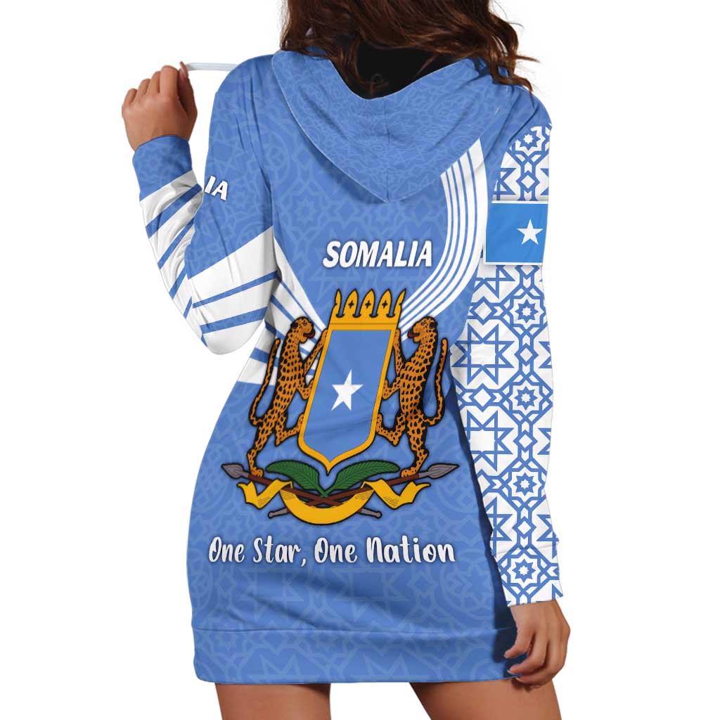 Somalia Hoodie Dress with Coat of Arms One Star One Nation Blue White Spirit