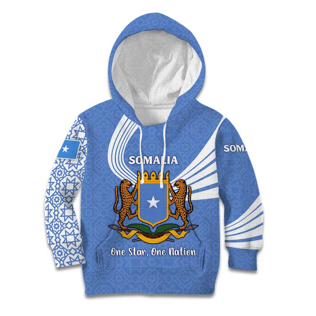 Somalia Kid Hoodie with Coat of Arms One Star One Nation Blue White Spirit