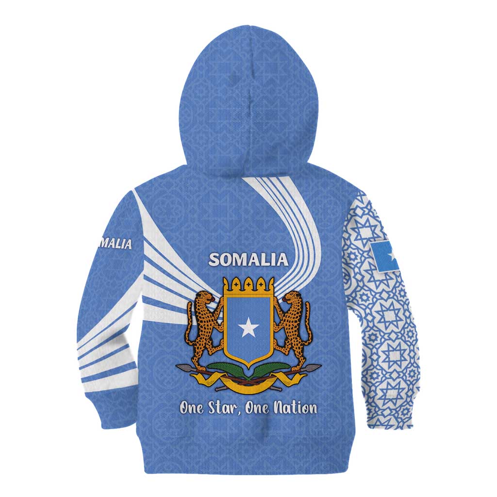 Somalia Kid Hoodie with Coat of Arms One Star One Nation Blue White Spirit