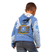 Somalia Kid Hoodie with Coat of Arms One Star One Nation Blue White Spirit
