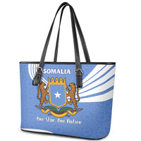 Somalia Leather Tote Bag with Coat of Arms One Star One Nation Blue White Spirit