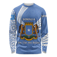 Somalia Long Sleeve Shirt with Coat of Arms One Star One Nation Blue White Spirit