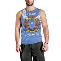 Somalia Men Tank Top with Coat of Arms One Star One Nation Blue White Spirit