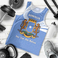 Somalia Men Tank Top with Coat of Arms One Star One Nation Blue White Spirit
