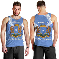 Somalia Men Tank Top with Coat of Arms One Star One Nation Blue White Spirit