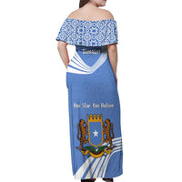 Somalia Off Shoulder Maxi Dress with Coat of Arms One Star One Nation Blue White Spirit