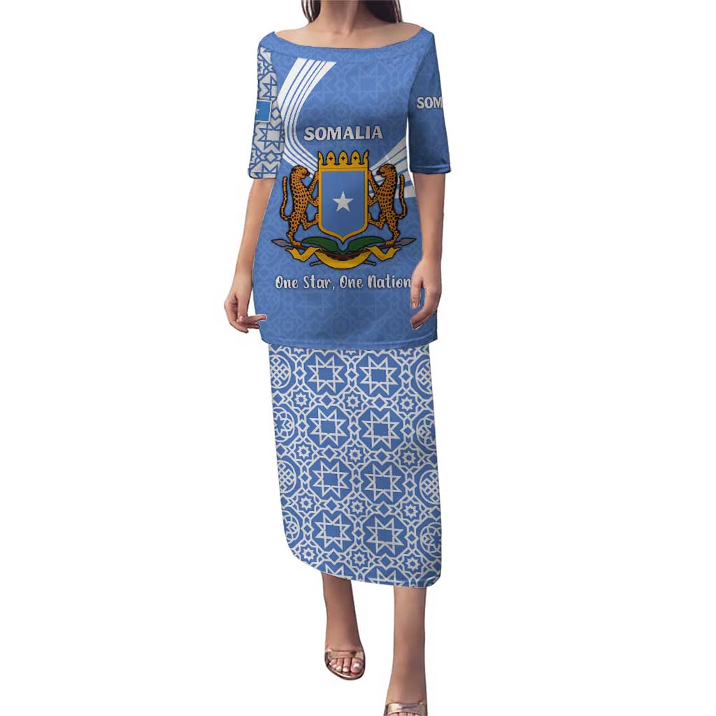 Somalia Puletasi with Coat of Arms One Star One Nation Blue White Spirit