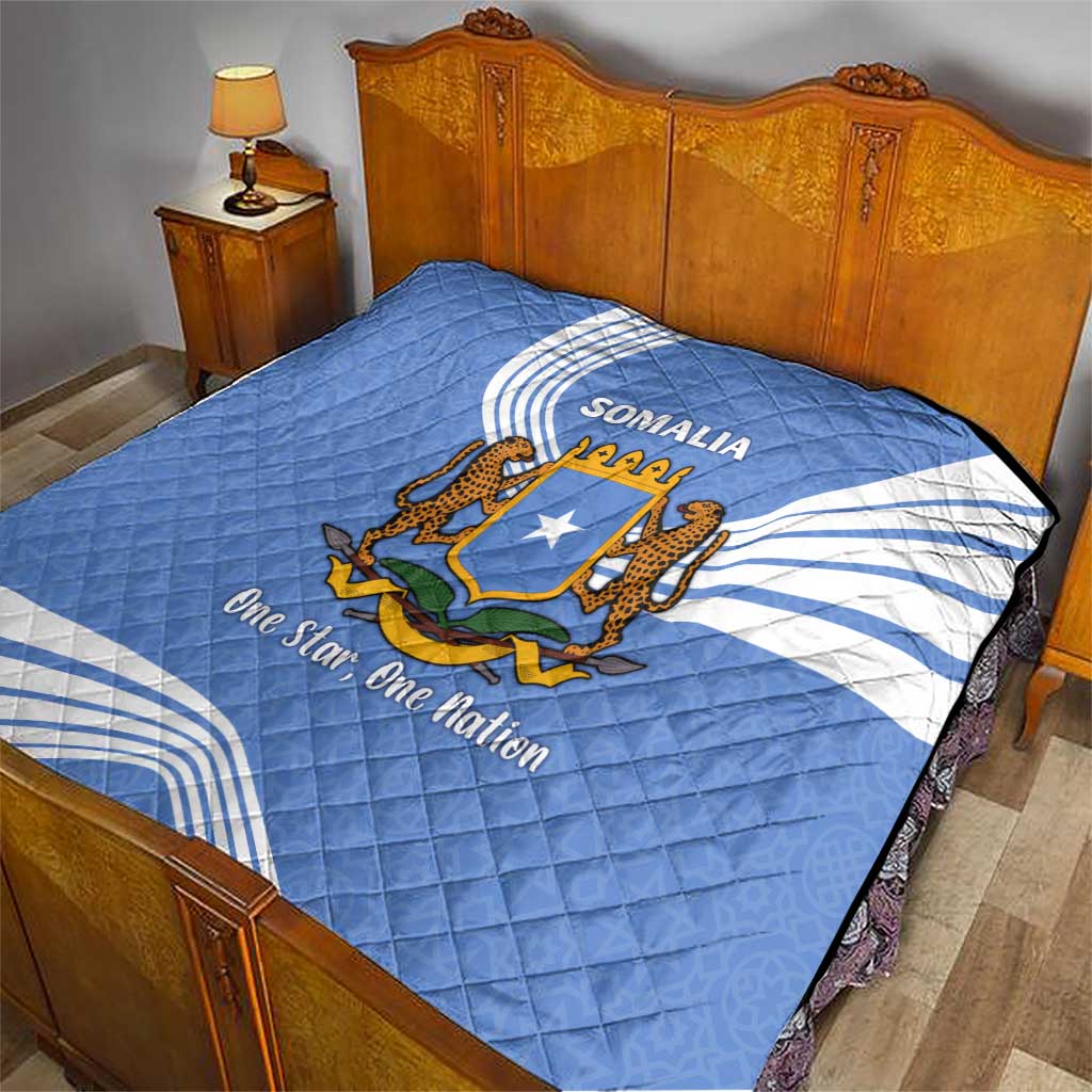 Somalia Quilt with Coat of Arms One Star One Nation Blue White Spirit