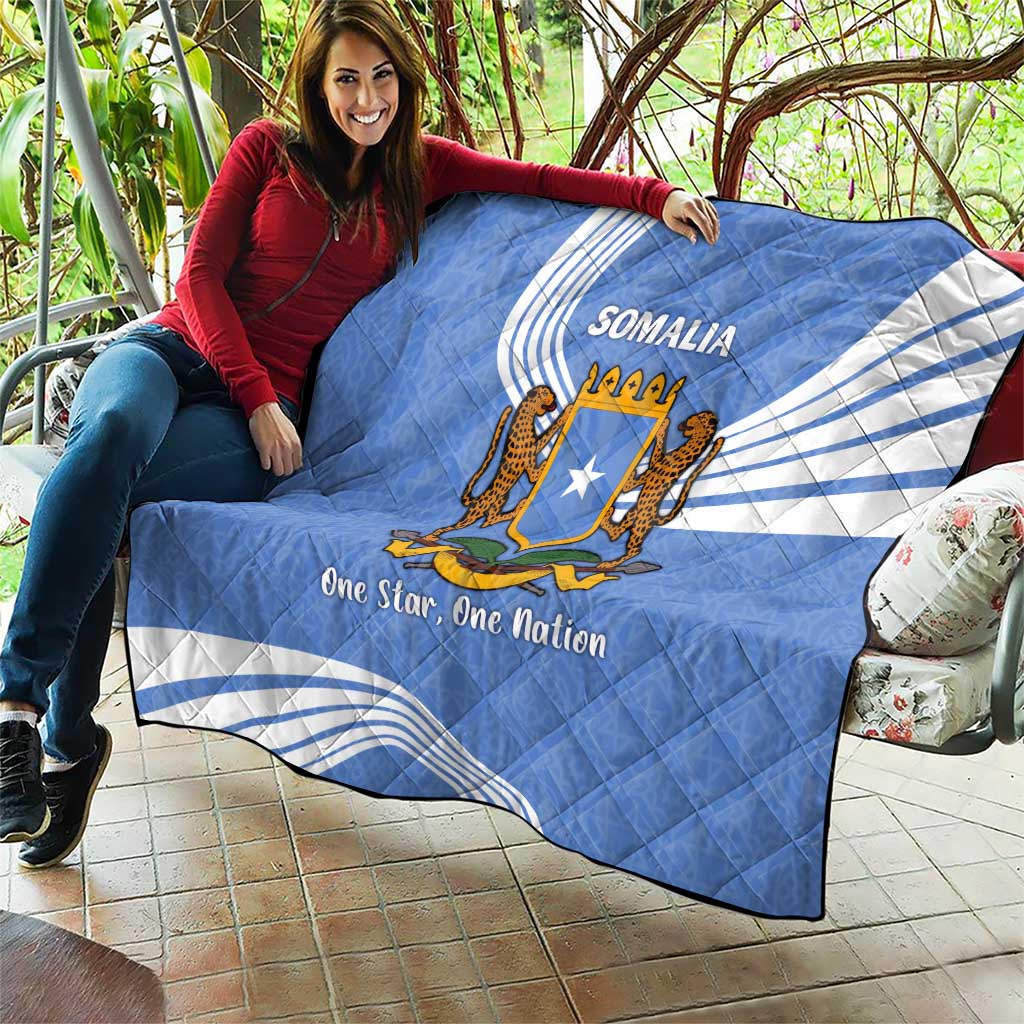 Somalia Quilt with Coat of Arms One Star One Nation Blue White Spirit
