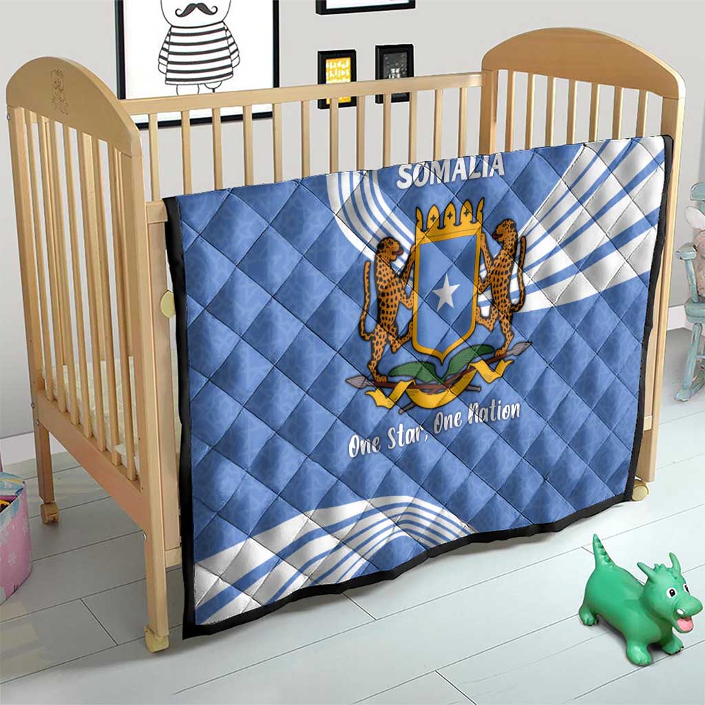Somalia Quilt with Coat of Arms One Star One Nation Blue White Spirit