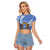 Somalia Raglan Cropped T Shirt with Coat of Arms One Star One Nation Blue White Spirit