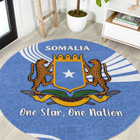Somalia Round Carpet with Coat of Arms One Star One Nation Blue White Spirit