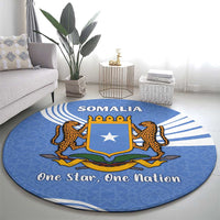 Somalia Round Carpet with Coat of Arms One Star One Nation Blue White Spirit