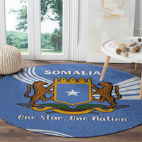 Somalia Round Carpet with Coat of Arms One Star One Nation Blue White Spirit
