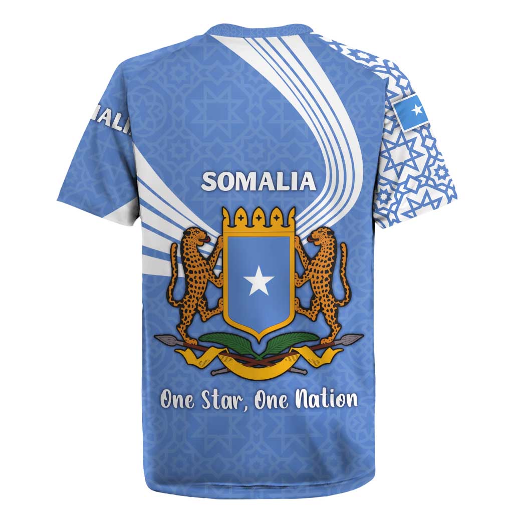 Somalia Rugby Jersey with Coat of Arms One Star One Nation Blue White Spirit