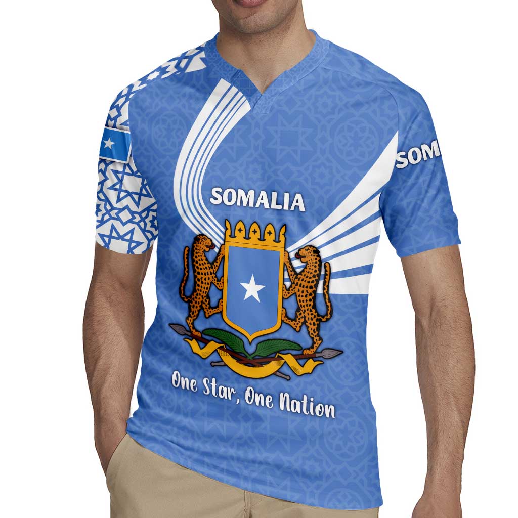 Somalia Rugby Jersey with Coat of Arms One Star One Nation Blue White Spirit