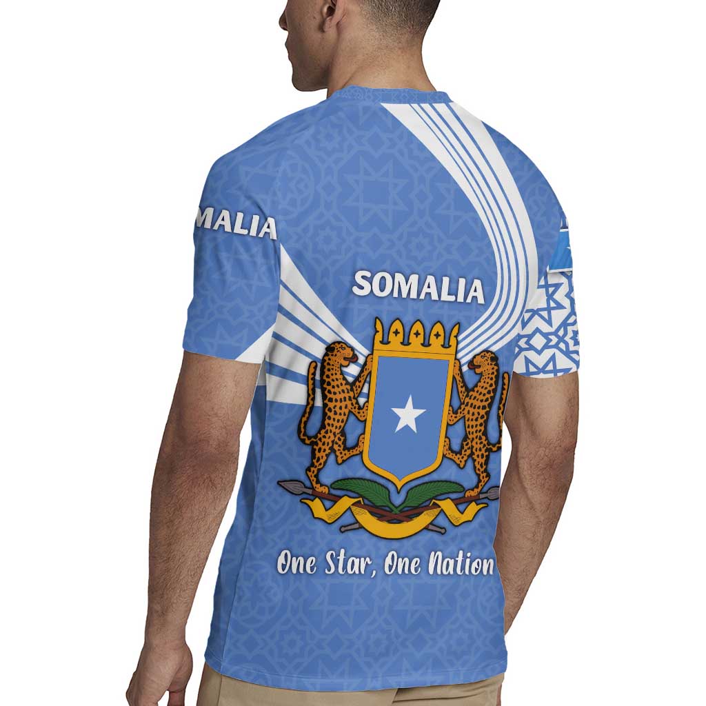 Somalia Rugby Jersey with Coat of Arms One Star One Nation Blue White Spirit