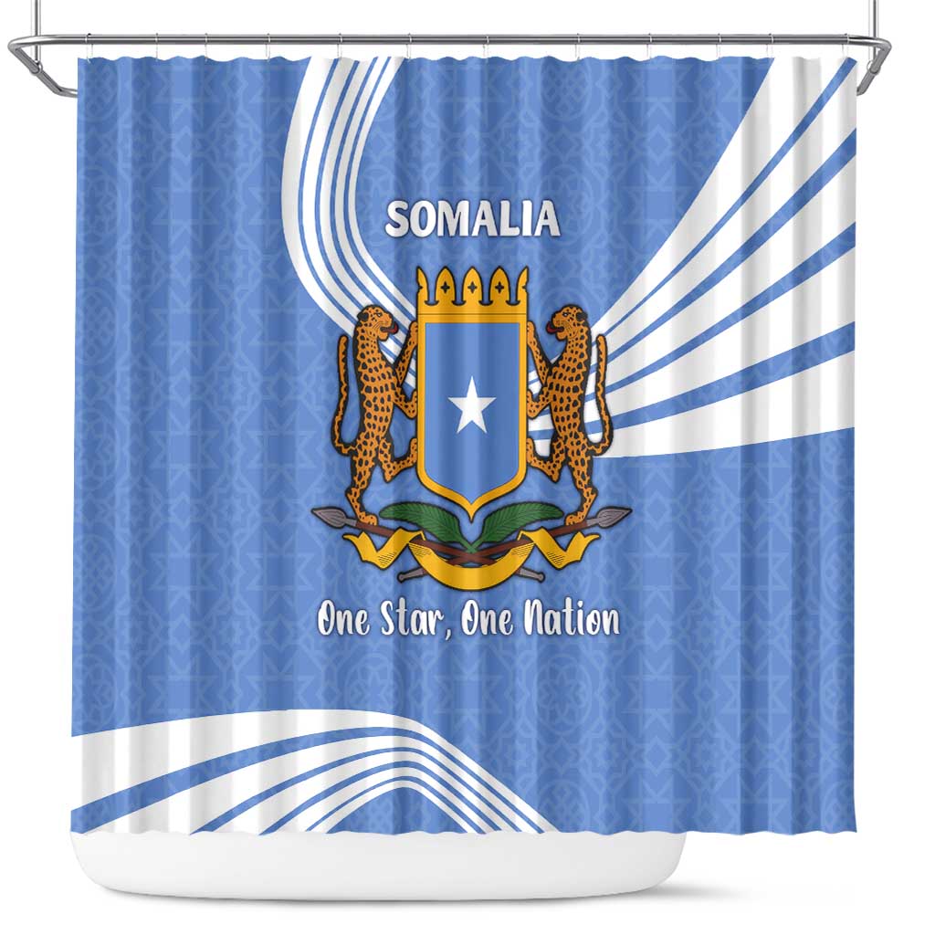 Somalia Shower Curtain with Coat of Arms One Star One Nation Blue White Spirit