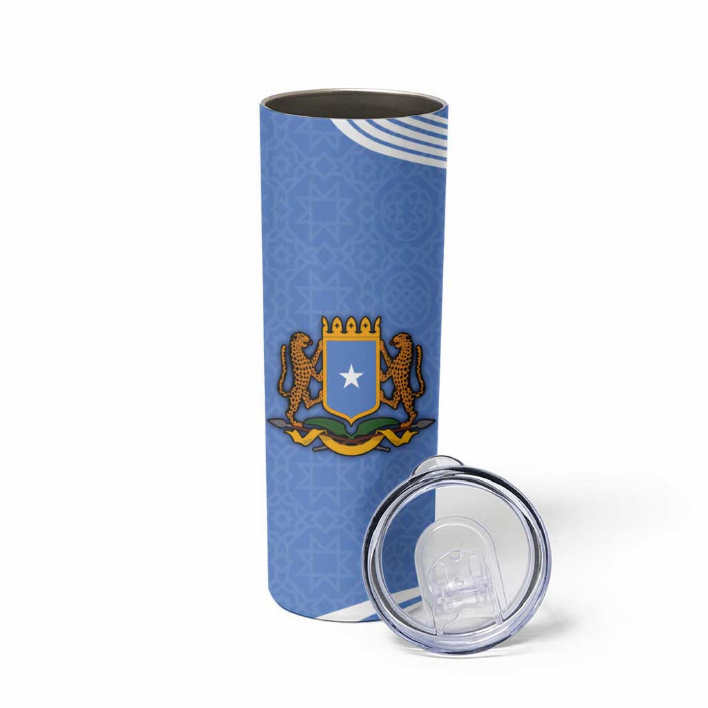 Somalia Skinny Tumbler with Coat of Arms One Star One Nation Blue White Spirit