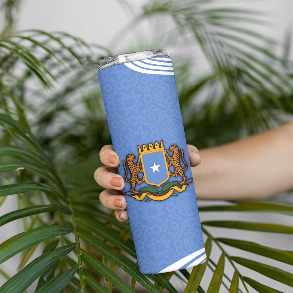 Somalia Skinny Tumbler with Coat of Arms One Star One Nation Blue White Spirit