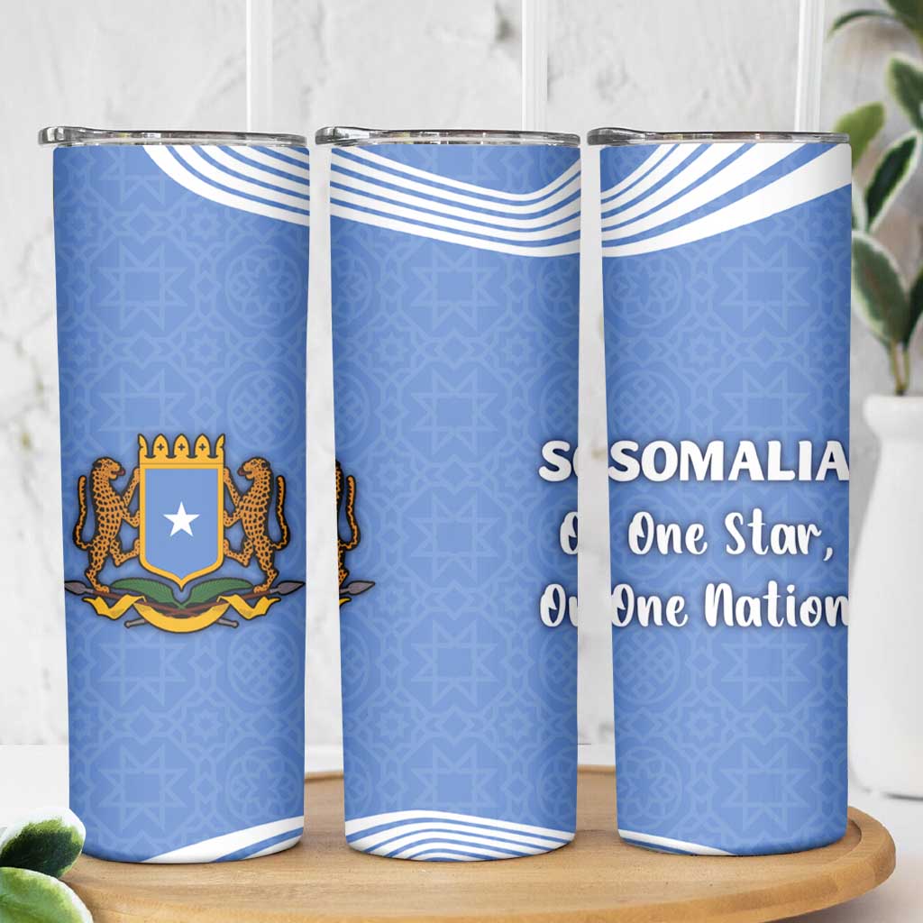 Somalia Skinny Tumbler with Coat of Arms One Star One Nation Blue White Spirit