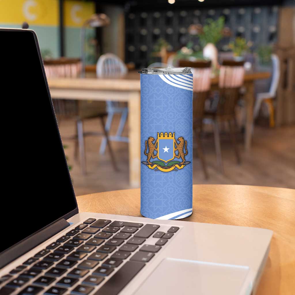 Somalia Skinny Tumbler with Coat of Arms One Star One Nation Blue White Spirit