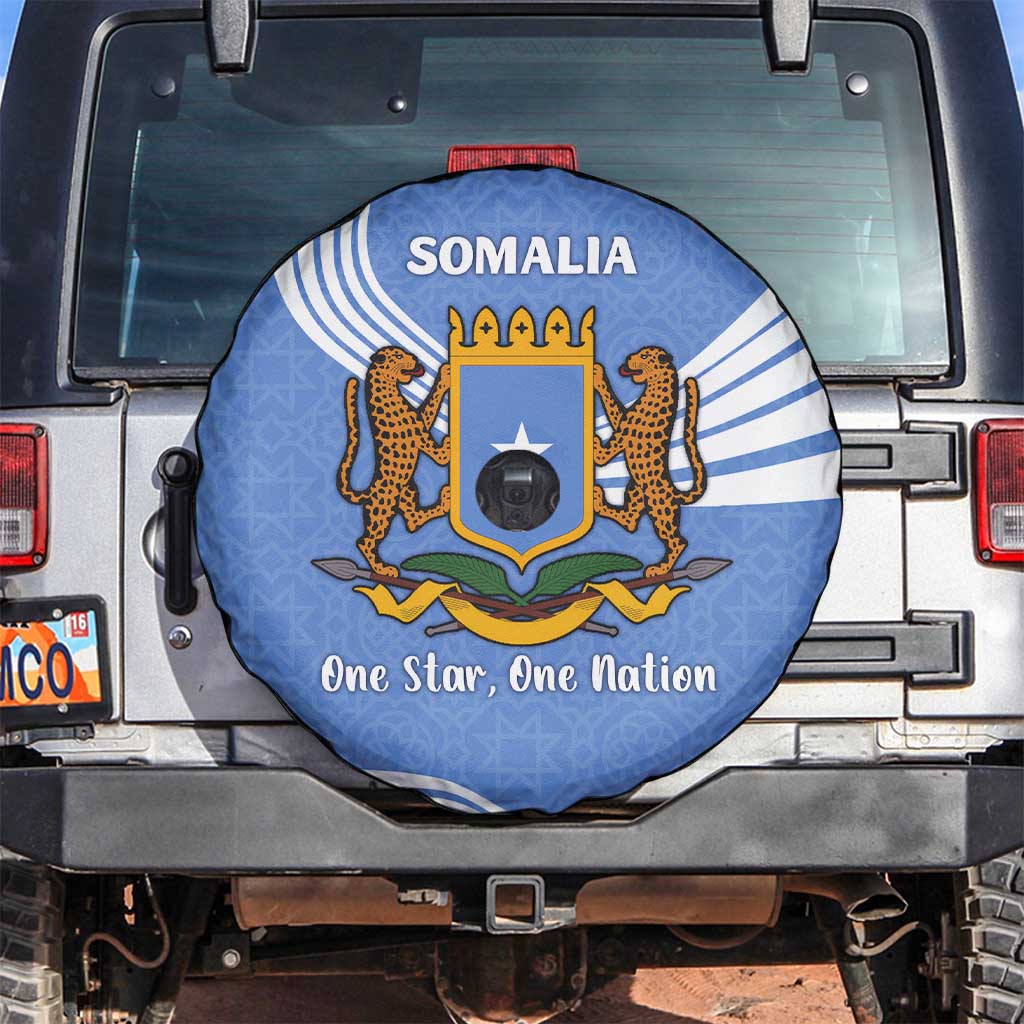 Somalia Spare Tire Cover with Coat of Arms One Star One Nation Blue White Spirit