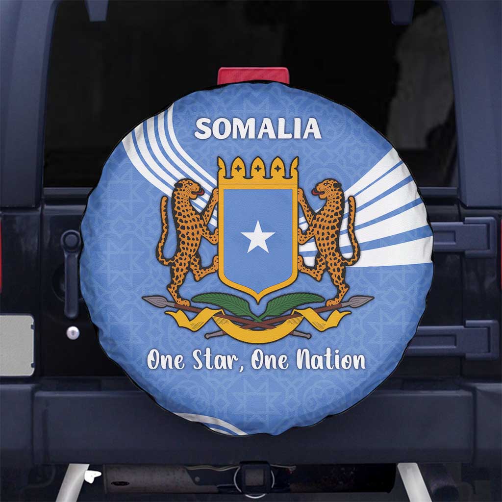Somalia Spare Tire Cover with Coat of Arms One Star One Nation Blue White Spirit