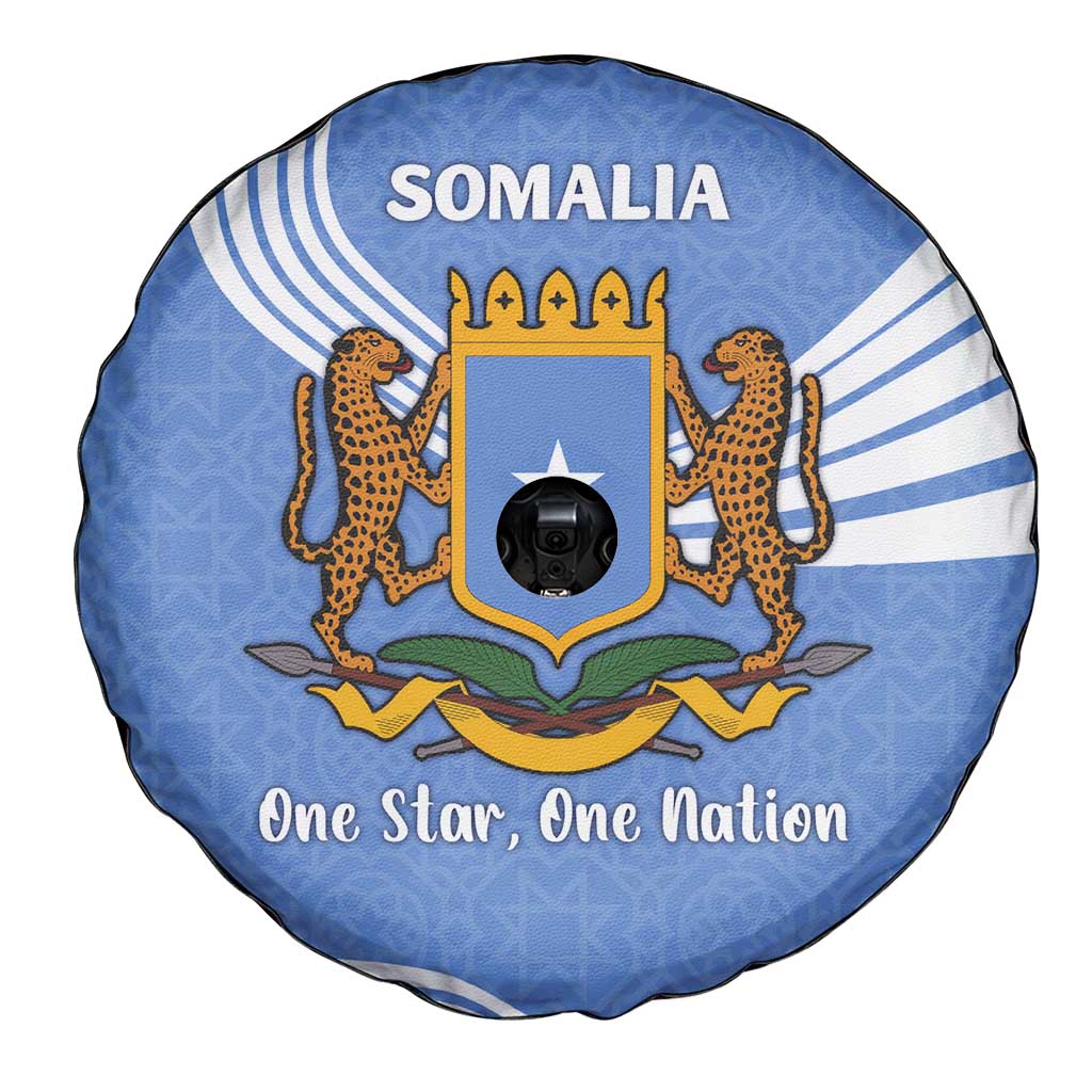 Somalia Spare Tire Cover with Coat of Arms One Star One Nation Blue White Spirit