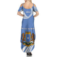 Somalia Summer Maxi Dress with Coat of Arms One Star One Nation Blue White Spirit