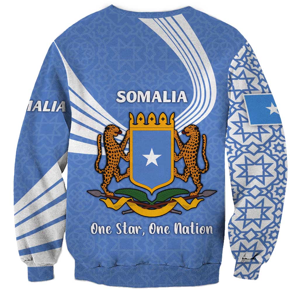 Somalia Sweatshirt with Coat of Arms One Star One Nation Blue White Spirit
