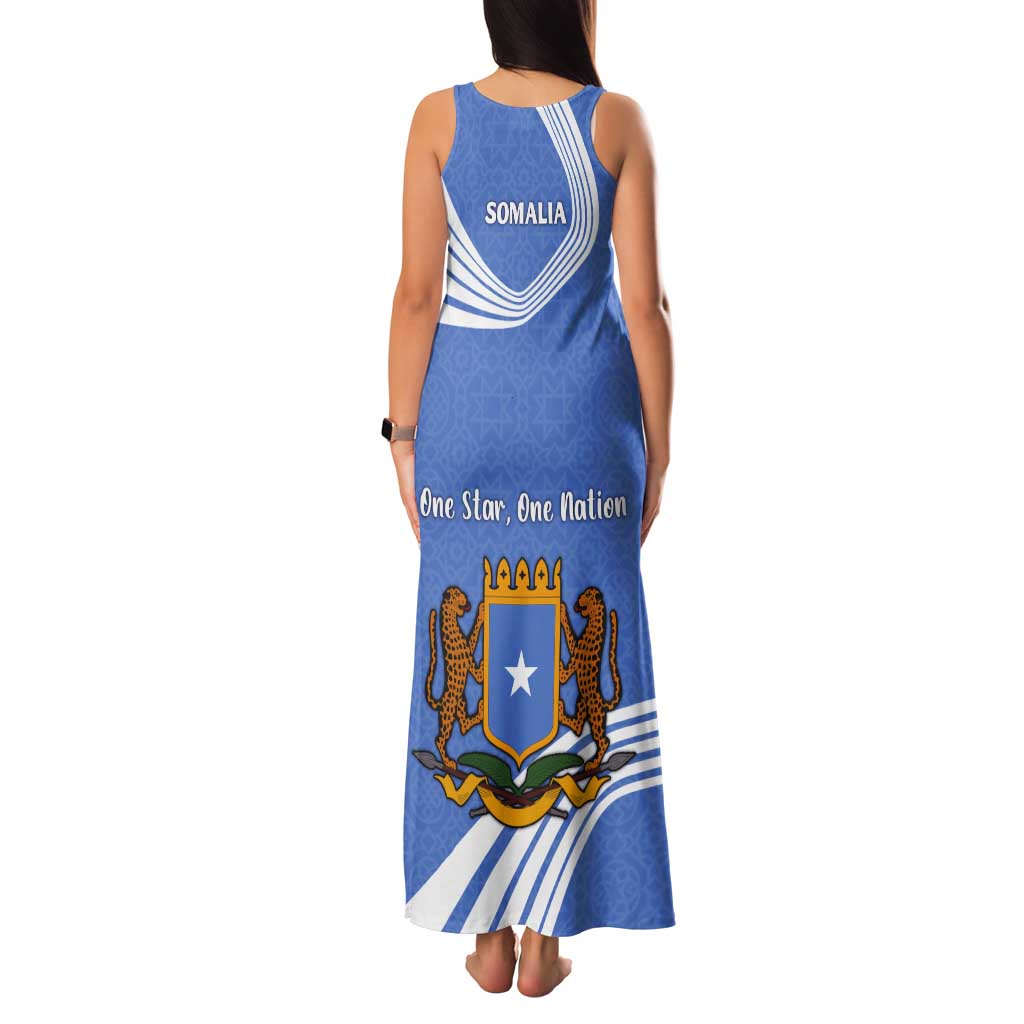 Somalia Tank Maxi Dress with Coat of Arms One Star One Nation Blue White Spirit