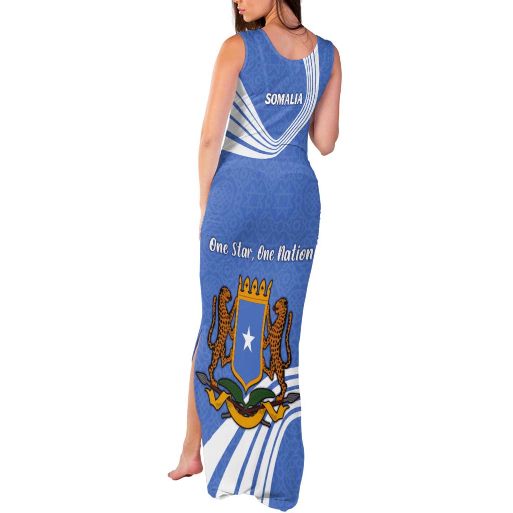 Somalia Tank Maxi Dress with Coat of Arms One Star One Nation Blue White Spirit