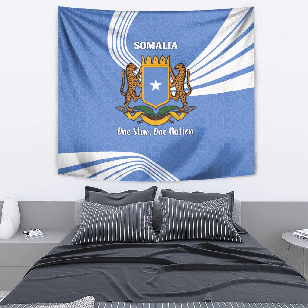 Somalia Tapestry with Coat of Arms One Star One Nation Blue White Spirit