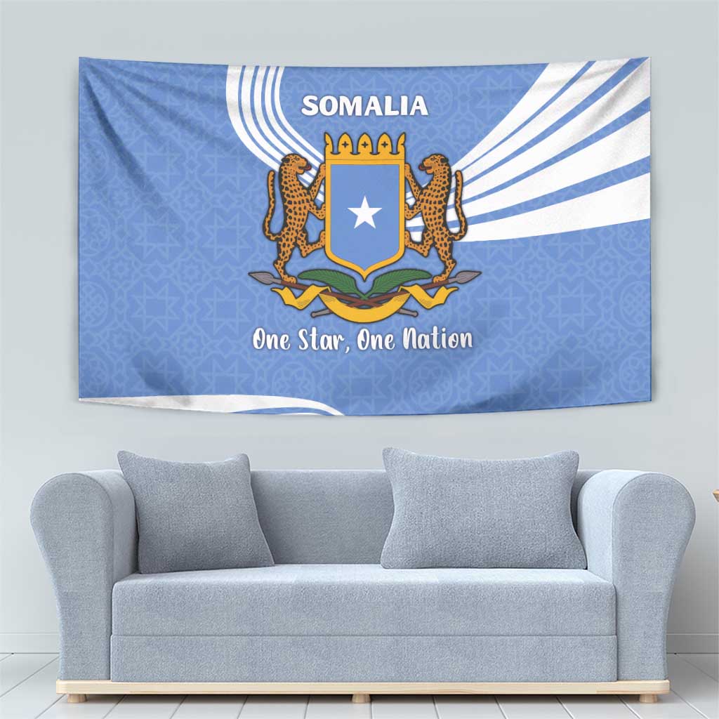 Somalia Tapestry with Coat of Arms One Star One Nation Blue White Spirit