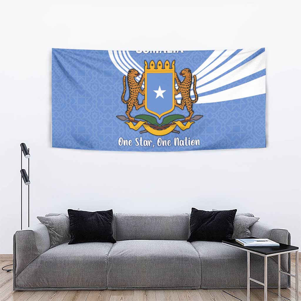 Somalia Tapestry with Coat of Arms One Star One Nation Blue White Spirit