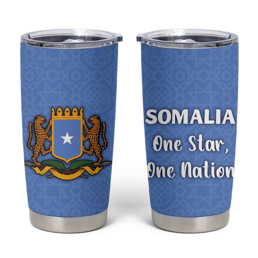 Somalia Tumbler Cup with Coat of Arms One Star One Nation Blue White Spirit