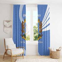 Somalia Window Curtain with Coat of Arms One Star One Nation Blue White Spirit